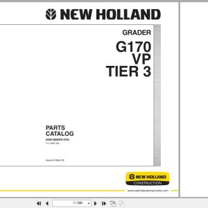 New Holland Motor Grader G170VP Tier 3 Parts Catalog 71114087NA 2008 (1)