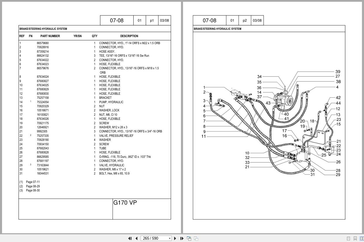 New Holland Motor Grader G170VP Tier 3 Parts Catalog 71114087NA 2008 (2)