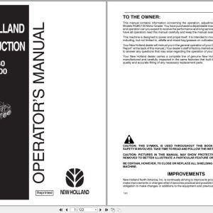 New Holland Motor Grader RG80 RG100 Operators Manual 73163799 2000 (1)