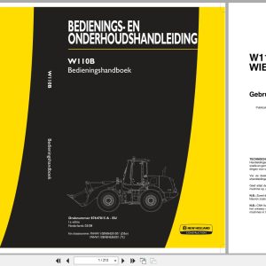 New Holland Wheel Loader W110B Operation Manual 87647815 2008 NL (1)