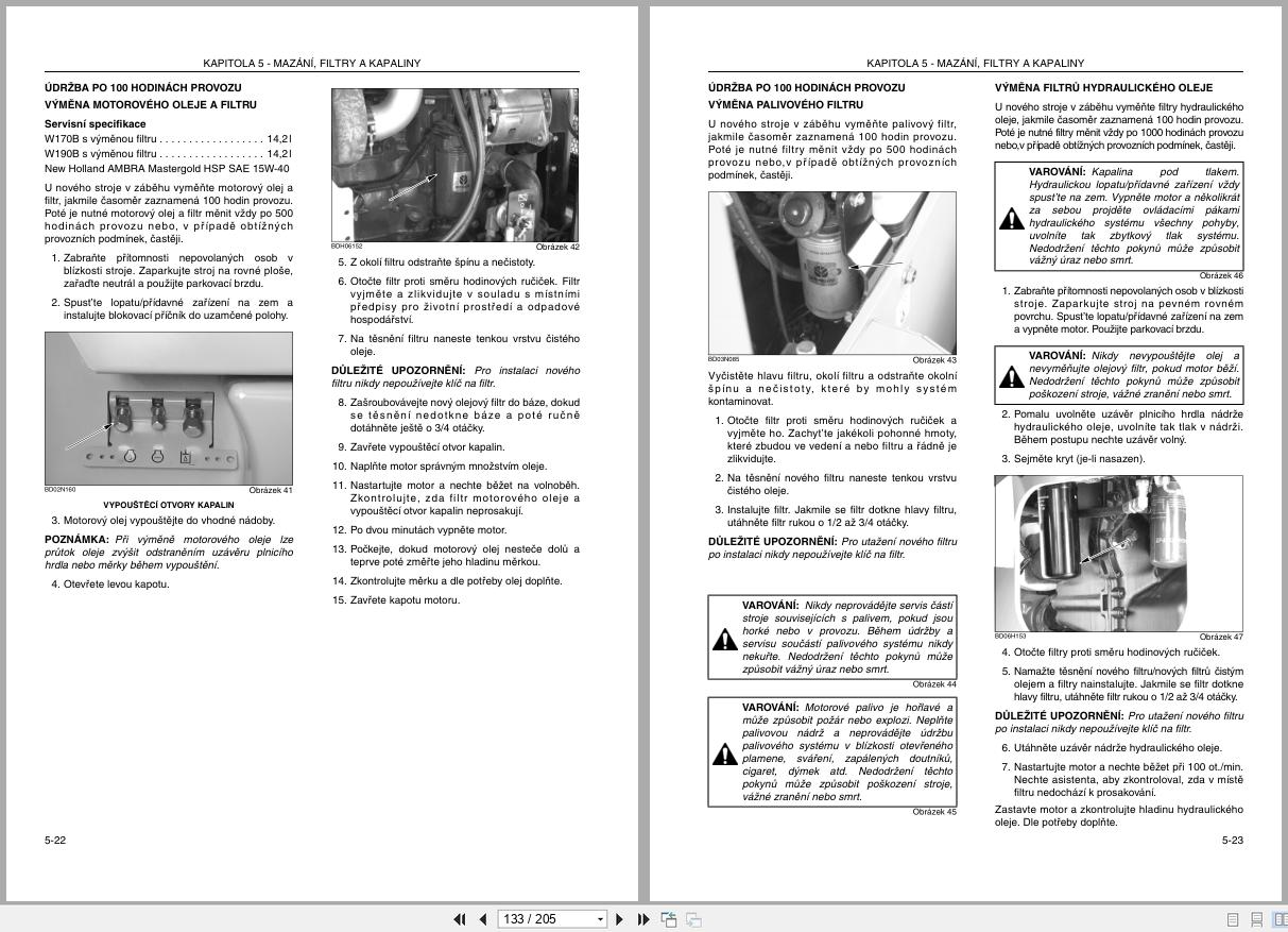 New Holland Wheel Loader W170B W190B Operation Maintenance Manual 87629337 2006 CZ (2)