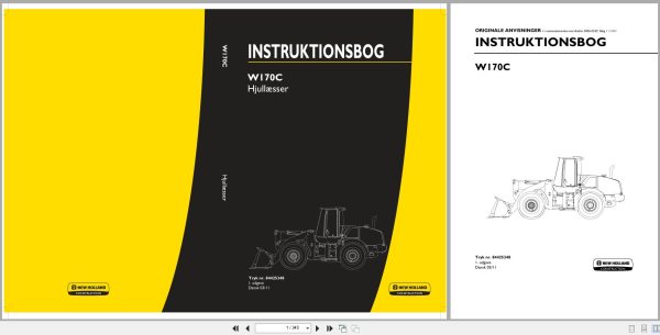 New Holland Wheel Loader W170C Operators Manual 84425348 2011 Dk (1)