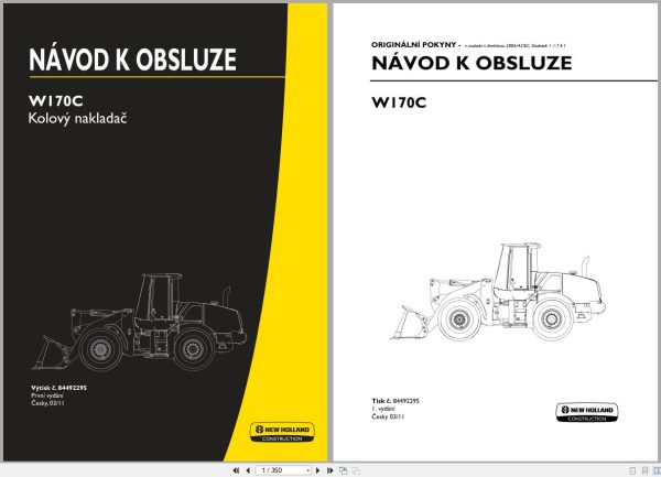New Holland Wheel Loader W170C Operators Manual 84492295 2011 Cz (1)