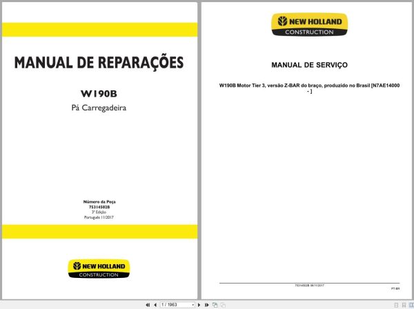 New Holland Wheel Loader W190B Repair Manual 75314502B 2017 BR (1) New Holland Wheel Loader W190B Repair Manual 75314502B 2017 Br (1)