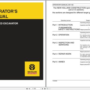 New Holland Wheeled Excavator EW160 Operators Manual 73183099 (1)