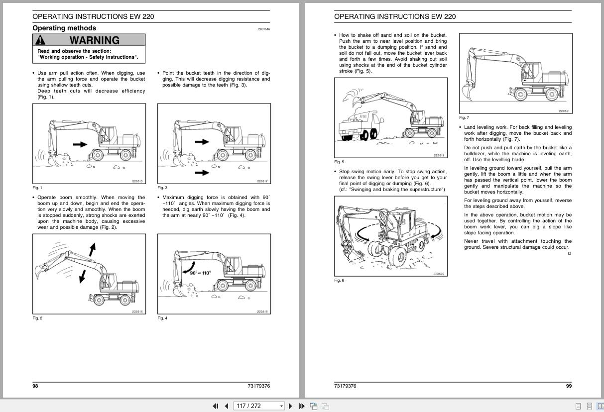 New Holland Wheeled Excavator EW220 Operators Manual 73179376NA 2000 (2)