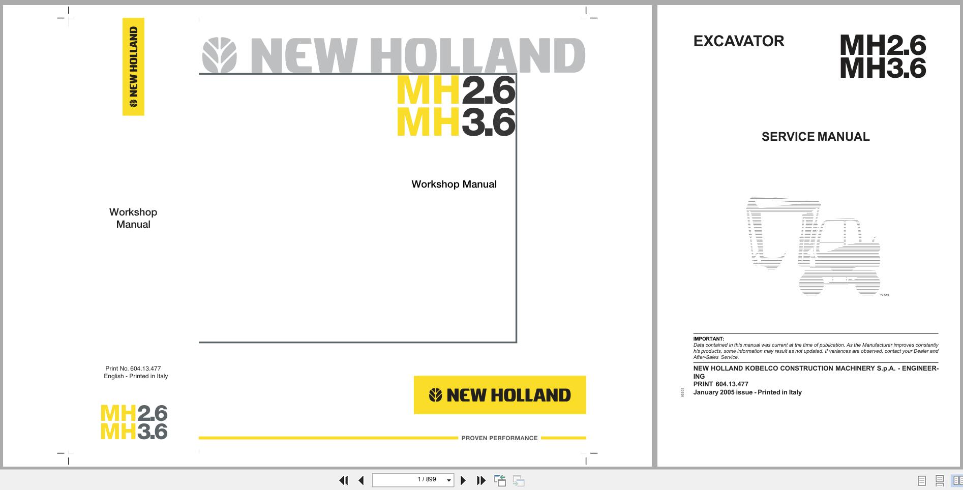 New Holland Wheeled Excavator MH2.6 MH3.6 Workshop Manual 60413477 2005 (1)
