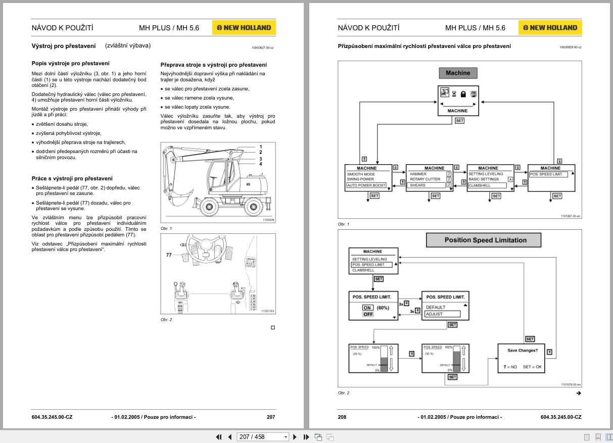 New Holland Wheeled Excavator MH5.6 MHPlus Operators Manual 6043524500 2005 CZ (2)