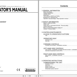 New Holland Wheeled Excavator WE170B WE190B Operators Manual 47476371 2012 (1)