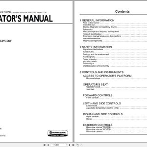 New Holland Wheeled Excavator WE170B WE190B Operators Manual 47986758 2016 (1)