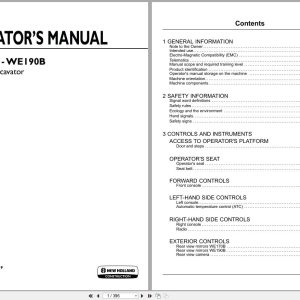 New Holland Wheeled Excavator WE170B WE190B Operators Manual 47987039 2016 (1)