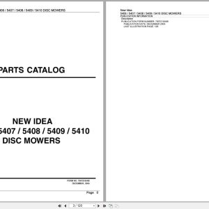 New Idea Disc Mowers 5406 5407 5408 5409 5410 Parts Catalog 700721004B 2005 (1)