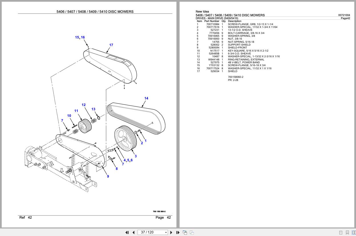 New Idea Disc Mowers 5406 5407 5408 5409 5410 Parts Catalog 700721004B 2005 (2)