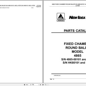 New Idea Fixed Chamber Round Baler 4865 Parts Catalog 700718238C 2004 (1)