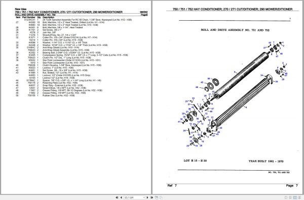 New Idea Hay Conditioner 750 751 752 Cut-Ditioner 270 271 Mower-Ditioner 290 Parts Catalog New Idea Hay Conditioner 750 751 752 Cut Ditioner 270 271 Mower Ditioner 290 Parts Catalog (2)