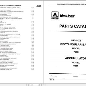 New Idea Midsize Rectangular Baler 7233 Bale Accumulator 7235 Parts Catalog 700725330A 2001 (1)
