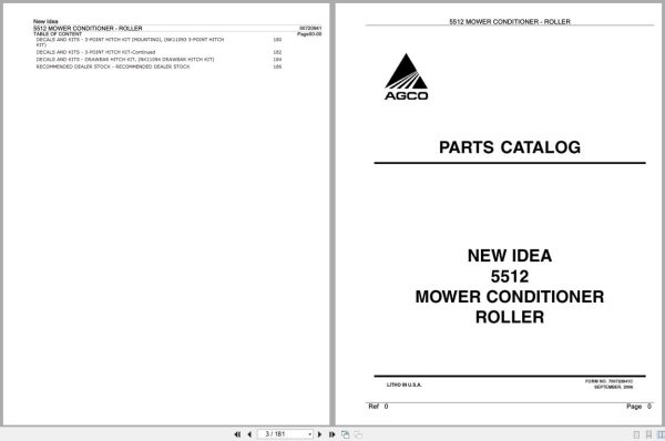 New Idea Mowers Conditioner Roller 5512 Parts Catalog 700720941C 2006 (1) New Idea Mowers Conditioner Roller 5512 Parts Catalog 700720941C 2006 (1)