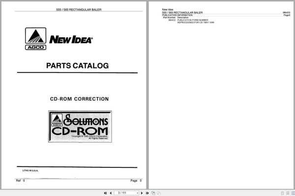 New Idea Rectangular Baler 555 565 Parts Catalog (1)