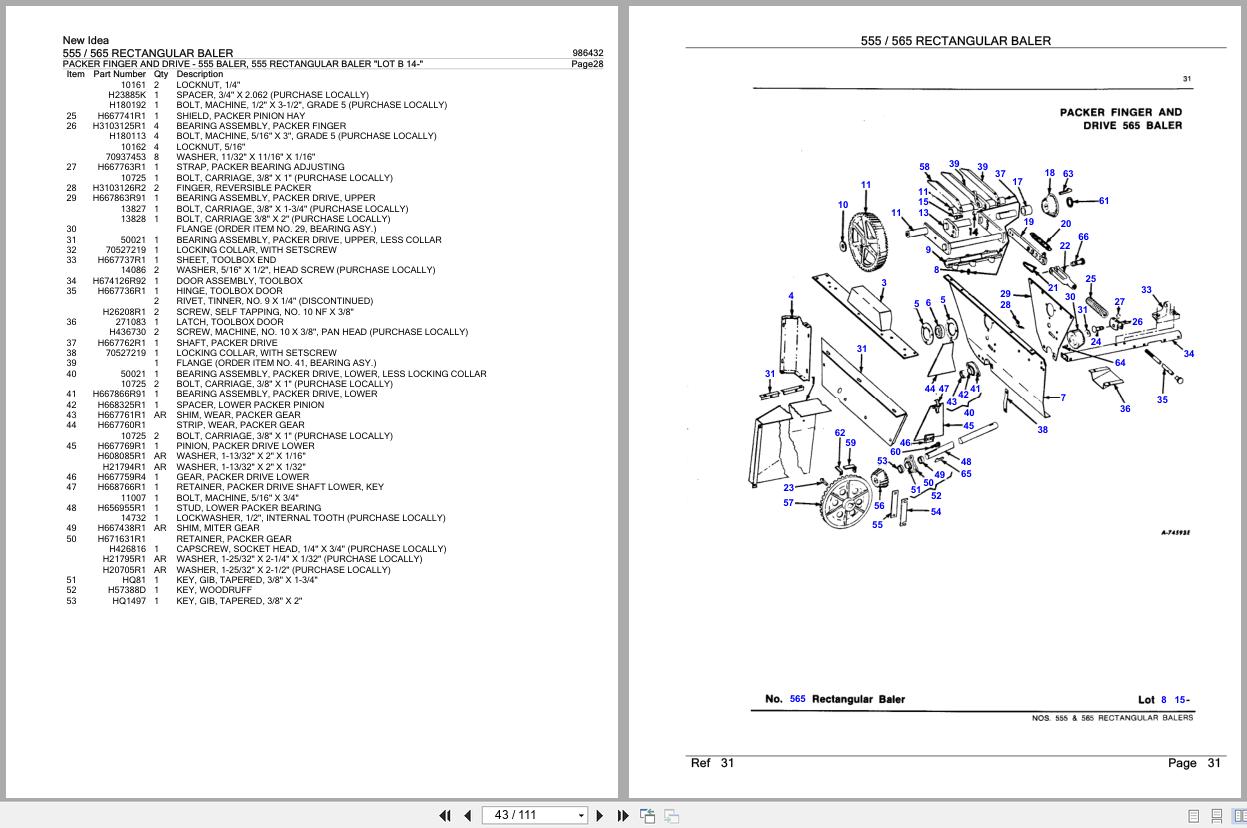 New Idea Rectangular Baler 555 565 Parts Catalog (2)