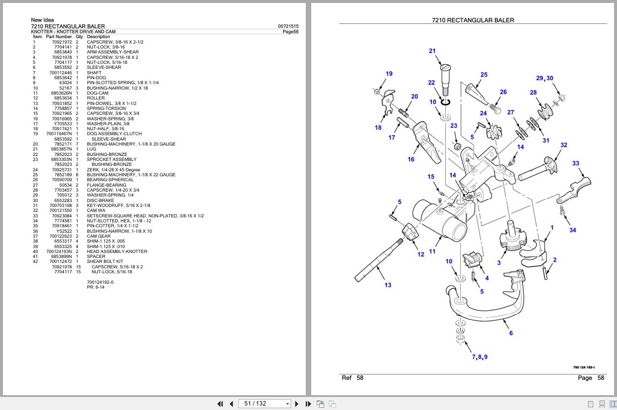 New Idea Rectangular Baler 7210 Parts Catalog 700721515B 2006 (2)