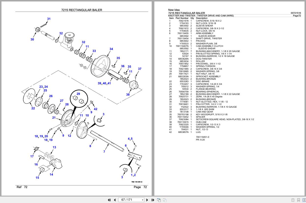 New Idea Rectangular Baler 7215 Parts Catalog 700721516B 2006 (2)