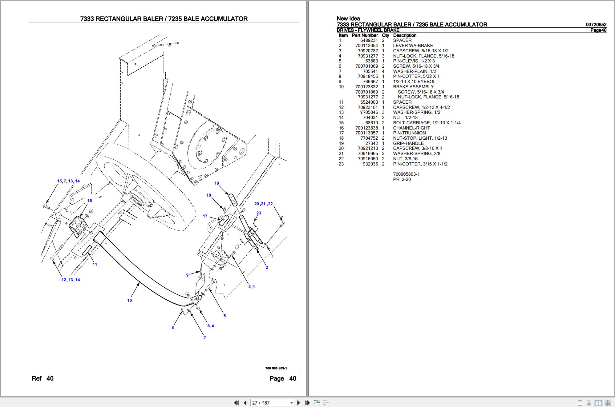 New Idea Rectangular Baler 7333 Bale Accumulator 7235 Parts Catalog (2)