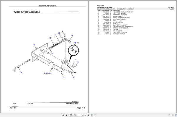 New Idea Round Baler 4664 Parts Catalog 700714102C 1999 (2)