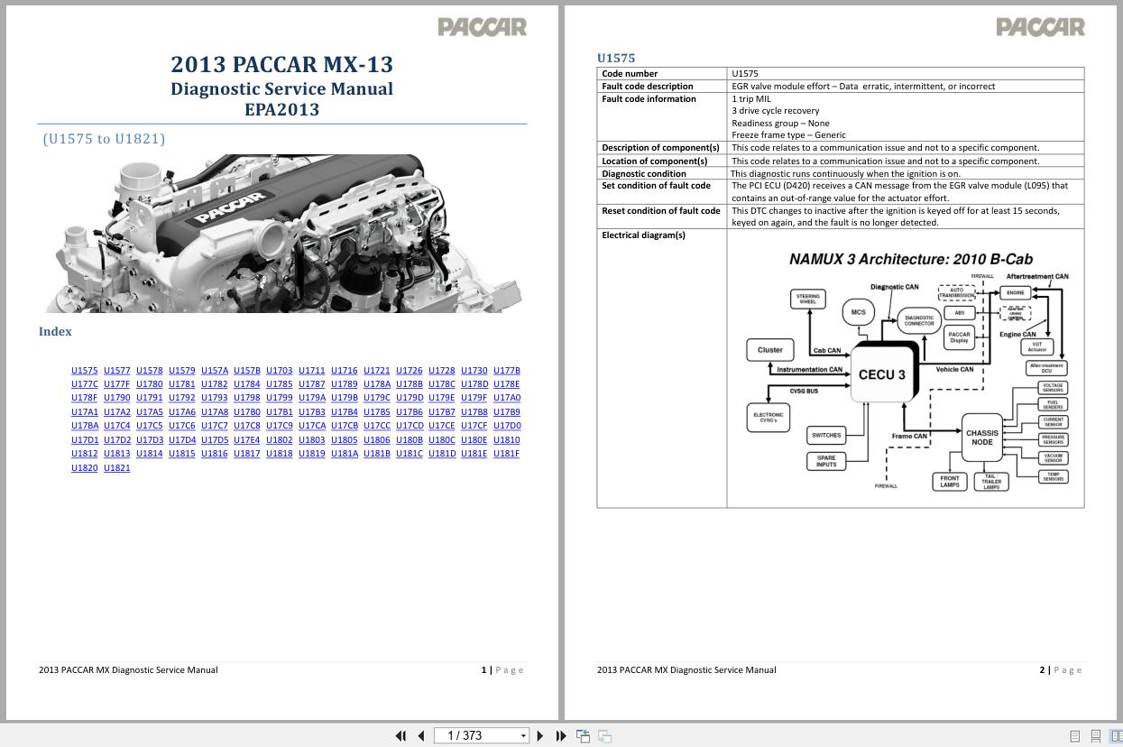 PACCAR Engine MX 13 EPA2013 Diagnostic Service Manual 2013 1