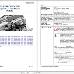 PACCAR Engine MX 13 EPA2013 P1676 to P3756 Diagnostic Service Manual 2013 1