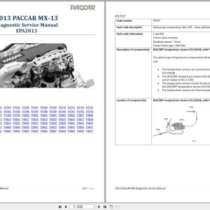 PACCAR Engine MX 13 EPA2013 P3757 to P3873 Diagnostic Service Manual 2013 1