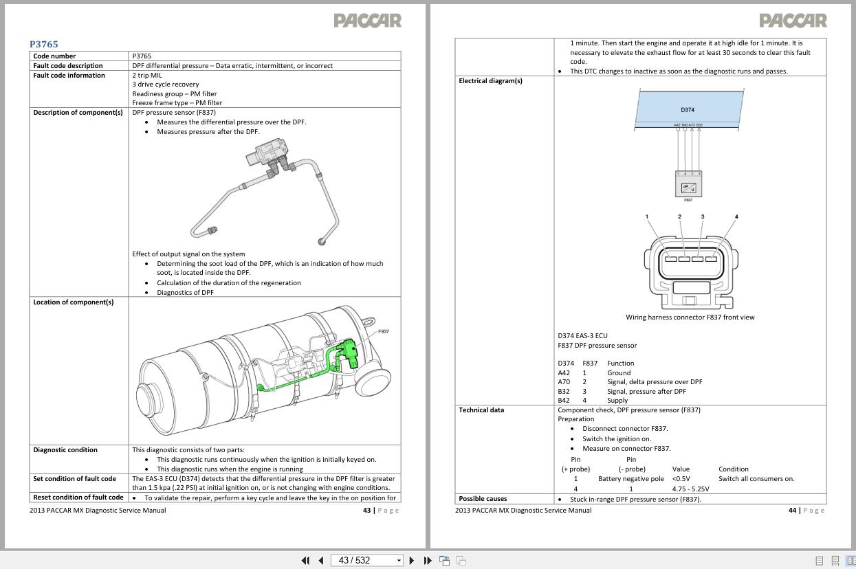 PACCAR Engine MX 13 EPA2013 P3757 to P3873 Diagnostic Service Manual 2013 2