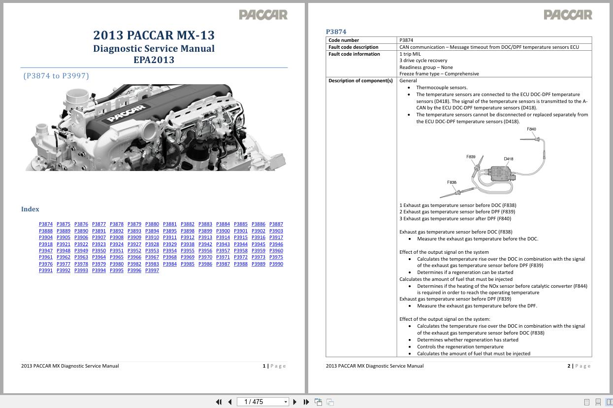 PACCAR Engine MX 13 EPA2013 P3874 to P3997 Diagnostic Service Manual 2013 1