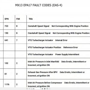 Paccar Engine MX13 EPA17 Fault Code 2020 1