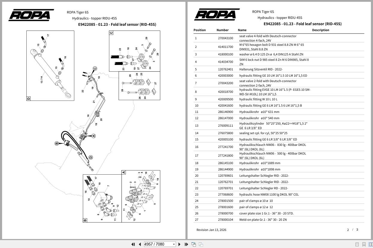 ROPA Harvesting Tiger 6S 2019 Parts Catalog 3
