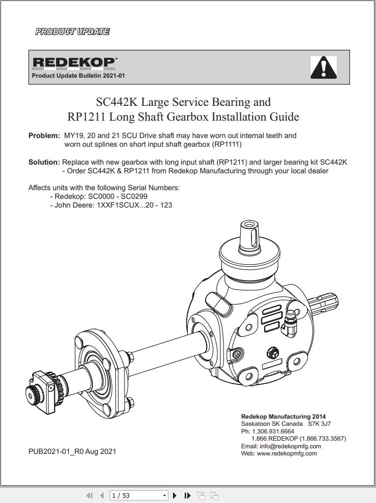 Redekop Large Service Bearing SC442K Installation Guide PUB2021 01 R0 (1)