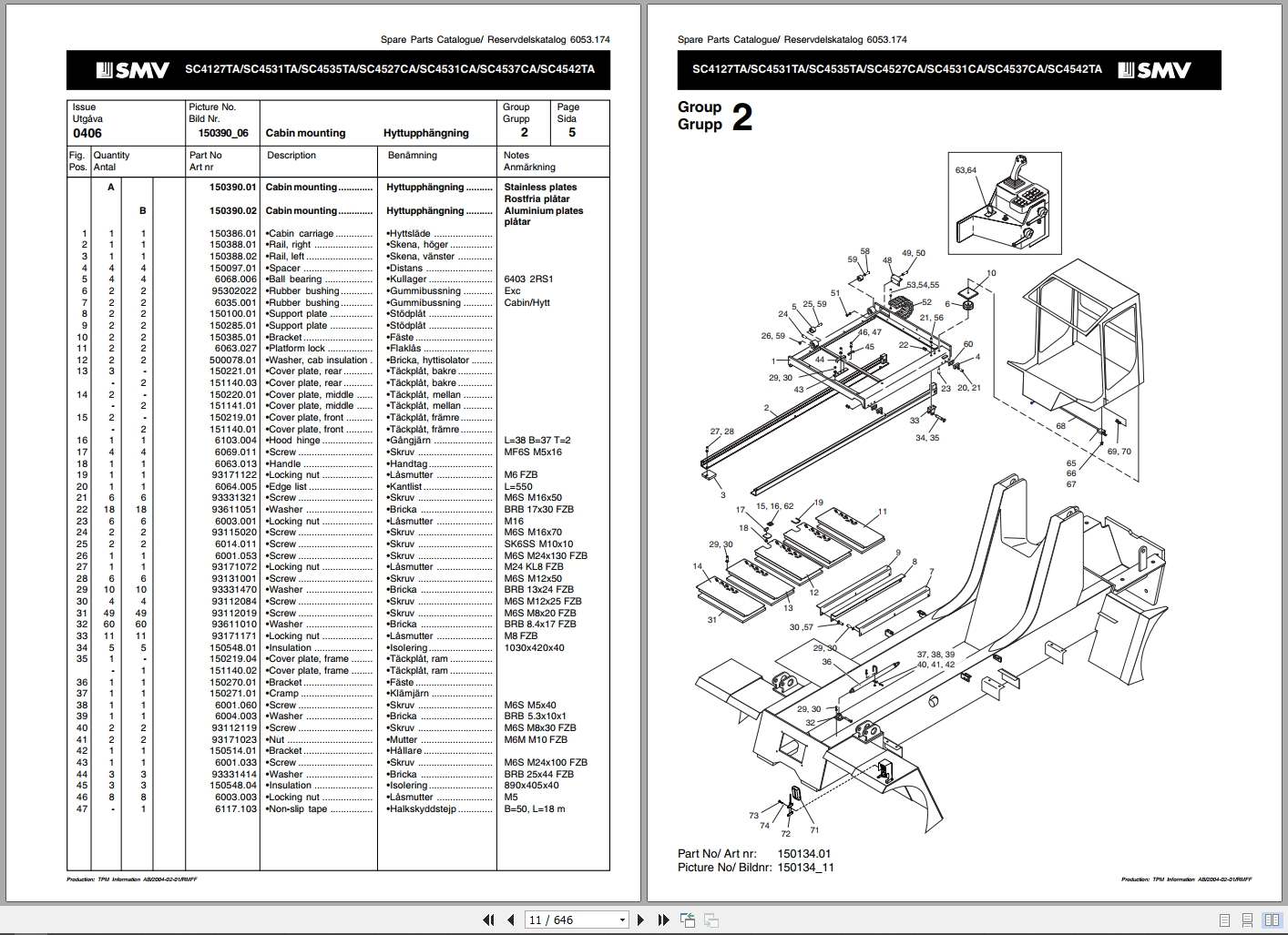 SMV Reach Stacker SC4127TA To SC4542TA Spare Parts Catalog 6053 2