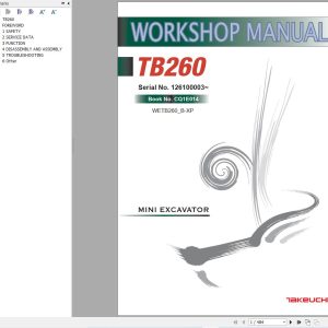 Takeuchi Excavator TB260 Service Manual WETB260 B XP 1