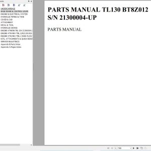 Takeuchi Loader TL130 S N 21300004 UP Parts Manual BT8Z012 1
