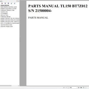 Takeuchi Loader TL150 Parts Manual BT7Z012 1