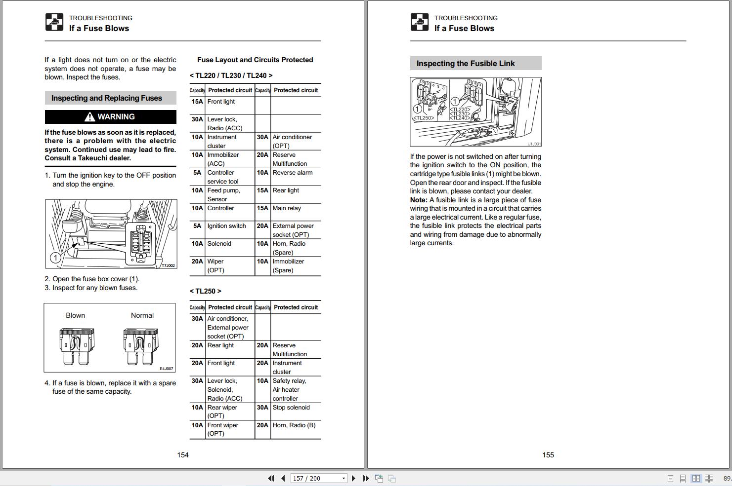 Takeuchi Track Loader TL220 Tl230 TL240 TL250 Operators Manual AU1E003 2