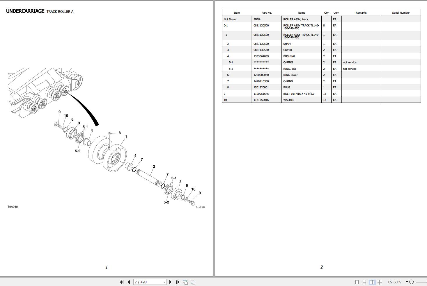 Takeuchi Track Loader TL240 Parts Manual BU2Z006 1 0 2