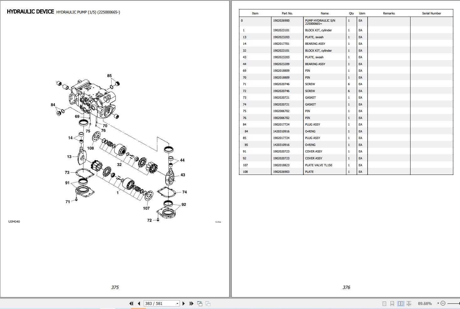 Takeuchi Track Loader TL250 Parts Manual BU3Z007 1 0 2