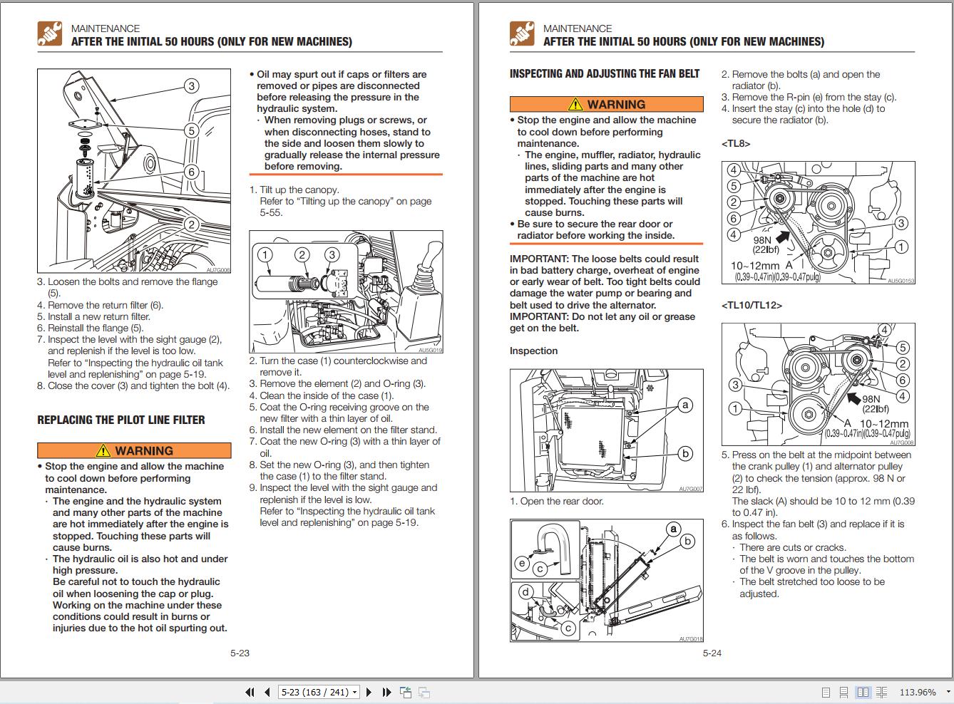 Takeuchi Track Loader TL8 TL10 TL12 Operators Manual AU8E003 2