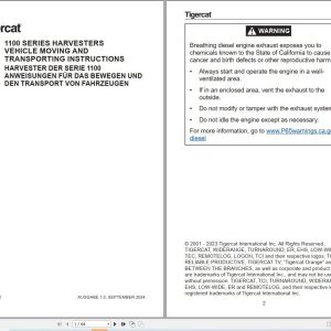 Tigercat 1100 SERIES Vehicle Moving And Transporting Instructions 75060AGER EN DE (1)