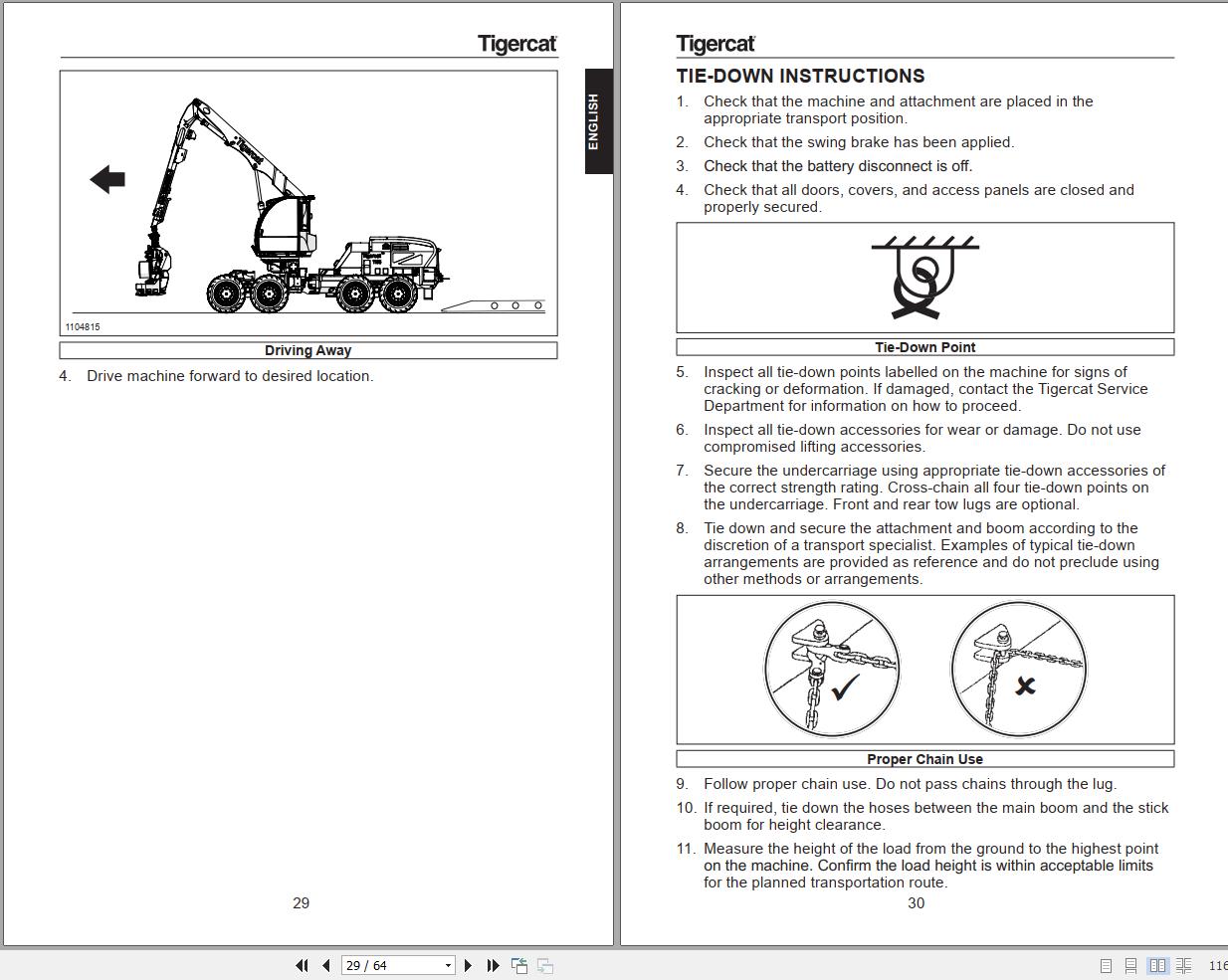 Tigercat 1100 SERIES Vehicle Moving And Transporting Instructions 75060AGER EN DE (2)