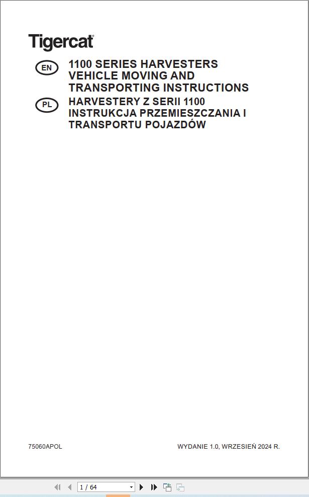 Tigercat 1100 SERIES Vehicle Moving And Transporting Instructions 75060APOL EN PL (1)