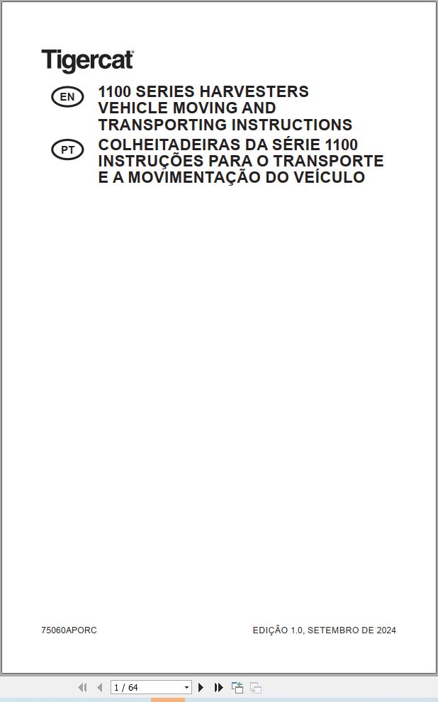 Tigercat 1100 SERIES Vehicle Moving And Transporting Instructions 75060APORC EN PT (1)