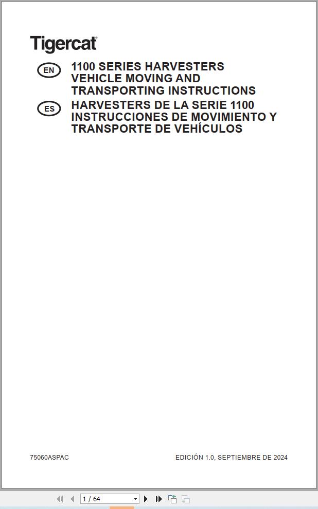 Tigercat 1100 SERIES Vehicle Moving And Transporting Instructions 75060ASPAC EN ES (1)