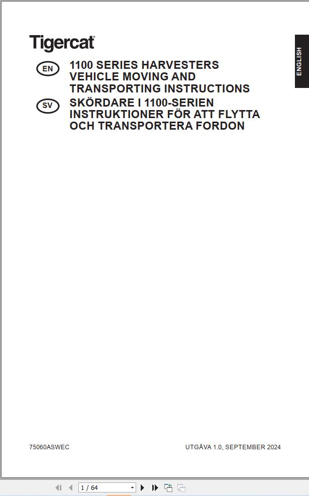 Tigercat 1100 SERIES Vehicle Moving And Transporting Instructions 75060ASWEC EN SV (1)