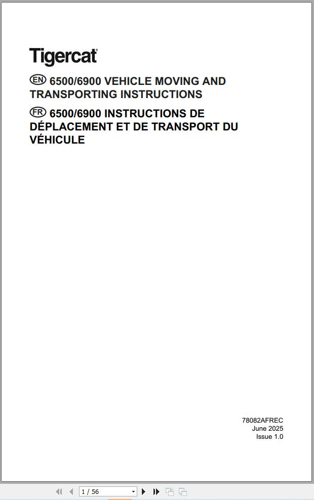 Tigercat 6500 6900 Vehicle Moving And Transporting Instructions 78082AFREC EN FR (1)